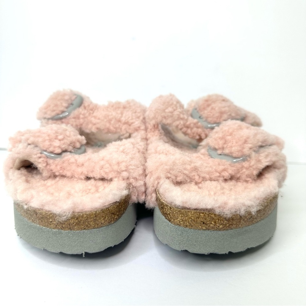 NWT Birkenstock Papillio Arizona Big Buckle Shearling fuzzy sandal pink 40/9 - Picture 15 of 17